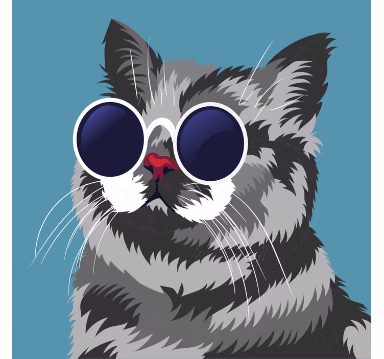 Hassu maalaus harmaasta kissasta olohuoneen rullaverho - Tenstickers