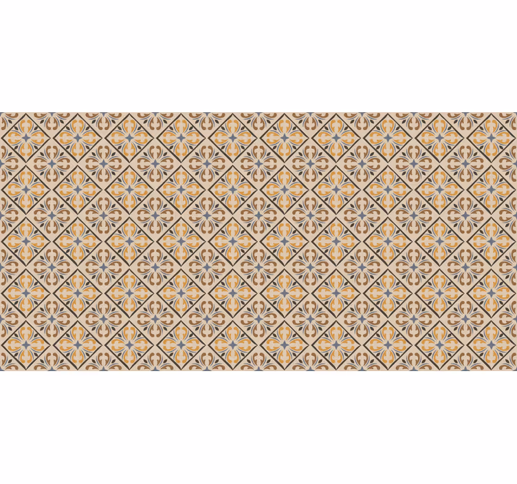 Beige rullaverho kultainen ja sininen barokkikuvio - Tenstickers
