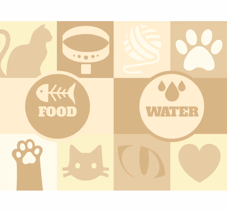 Beige rullaverho kissojen vesi- ja ruokakippo - Tenstickers