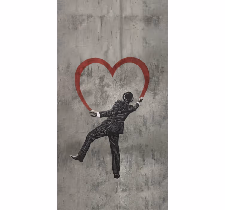 Harmaa rullaverho banksyn sydängraffiti - Tenstickers