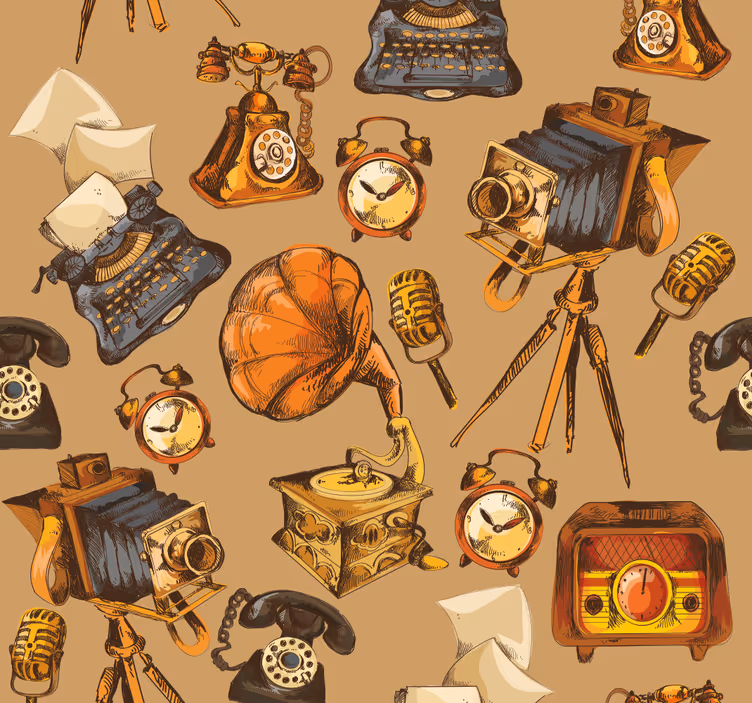 Vintage-esinekollaasi-rullaverho - Tenstickers