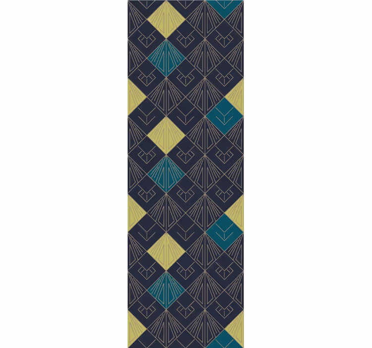 Vintage-rullaverho harmaansinisellä art deco -kuviolla - Tenstickers