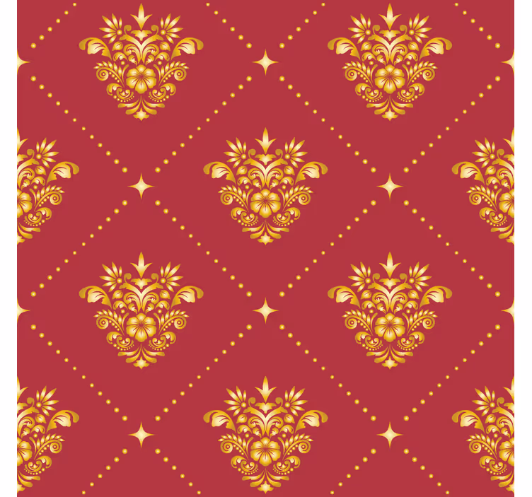 Vintage-rullaverho kultainen damaskikuosi - Tenstickers