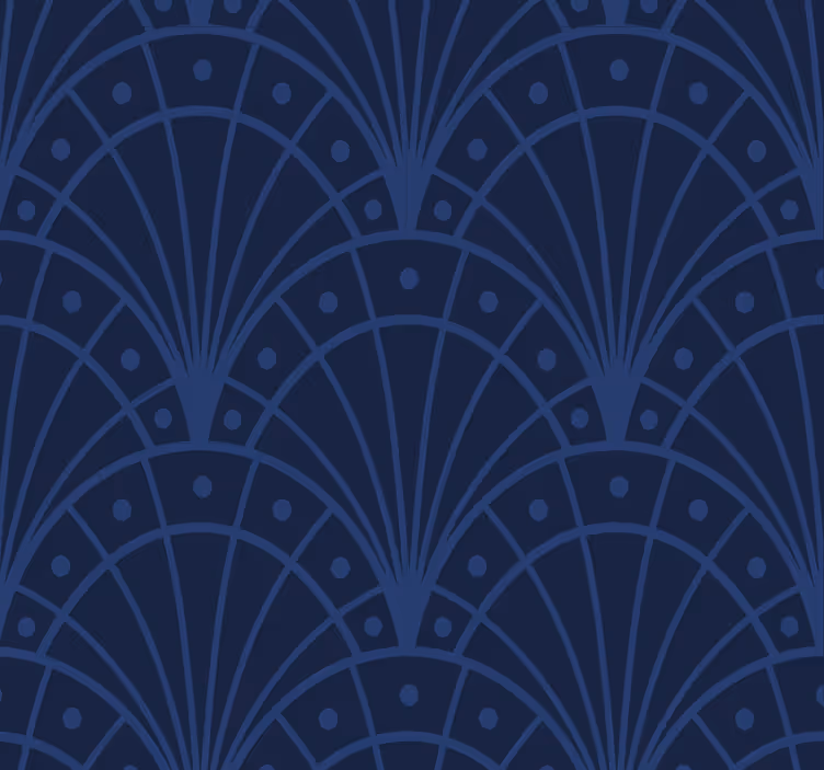 Laivastonsininen art déco vintage-rullaverho - Tenstickers
