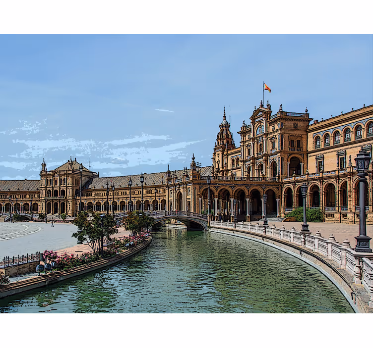 Sevillan plaza españa olohuoneen rullaverho - Tenstickers