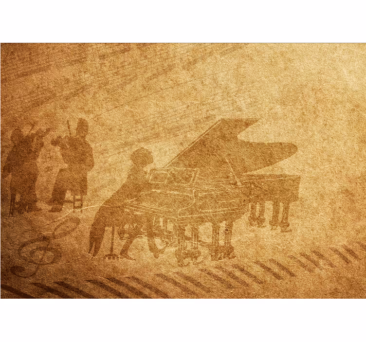 Beige rullaverho vintagepianon tyyliin - Tenstickers