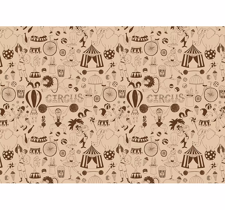 Beige rullaverho retro ruskea sirkuselementtikuvio - Tenstickers