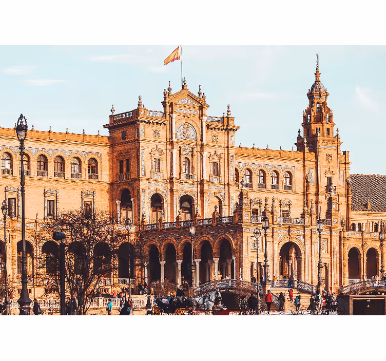 Aurinkoinen plaza espanja sevilla makuuhuoneen rullaverho - Tenstickers