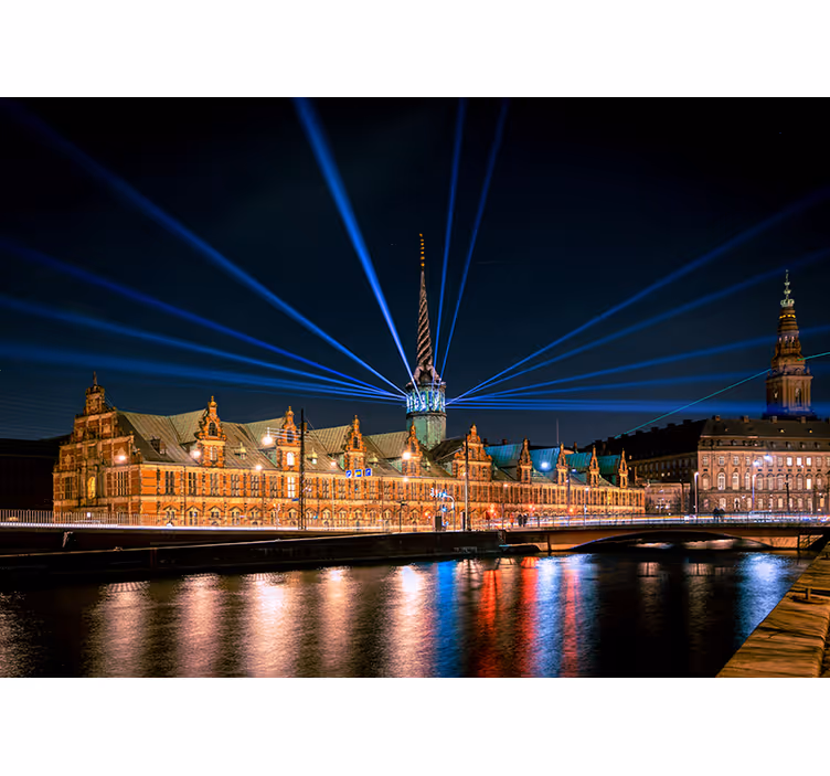 Copenhagen tivoli yöllä makuuhuoneen rullaverho - Tenstickers