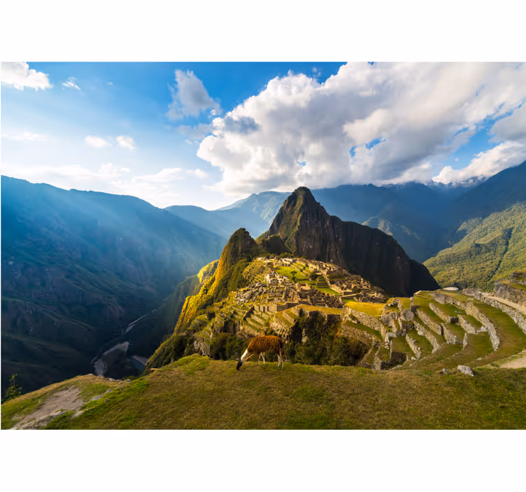 Makuuhuoneen rullaverho machu picchun kimalluksilla - Tenstickers
