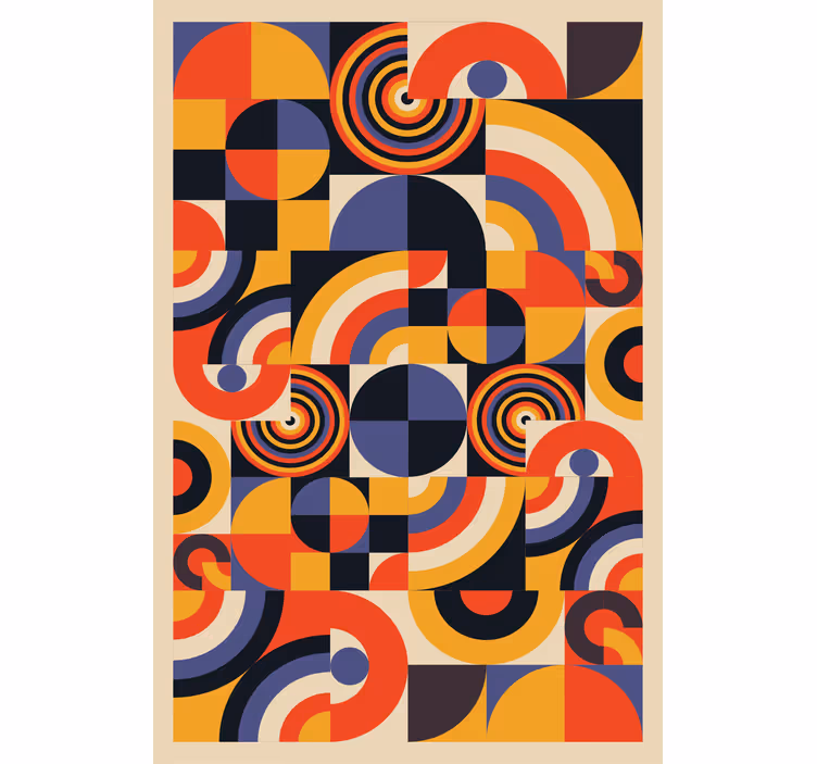 Värikkäät bauhaus-renkaat olohuoneen rullaverho - Tenstickers