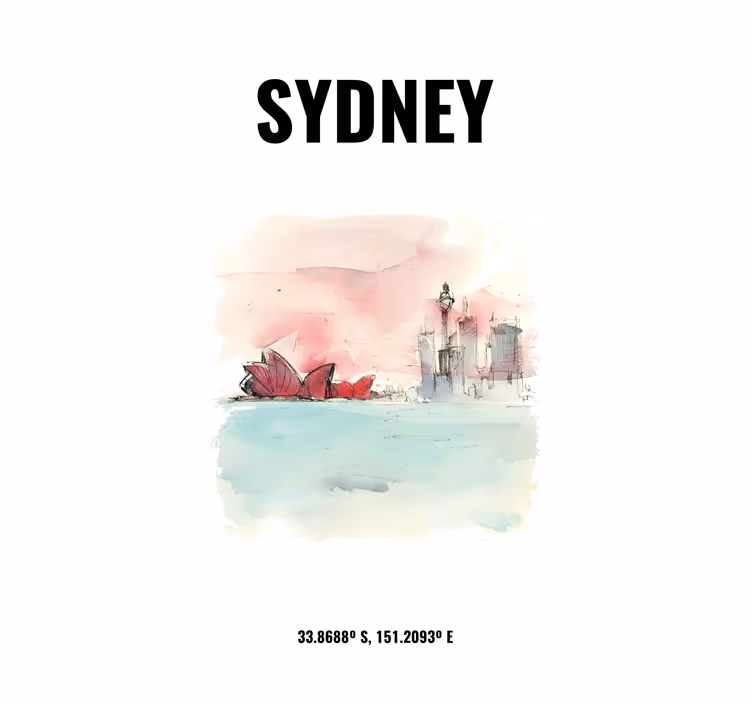Sydney koordinaatit olohuoneen rullaverho - Tenstickers
