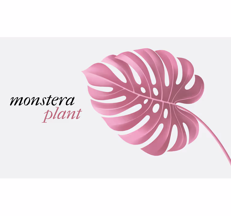 Vaaleanpunainen minimalistinen monstera tyyli vinyylimatto - Tenstickers