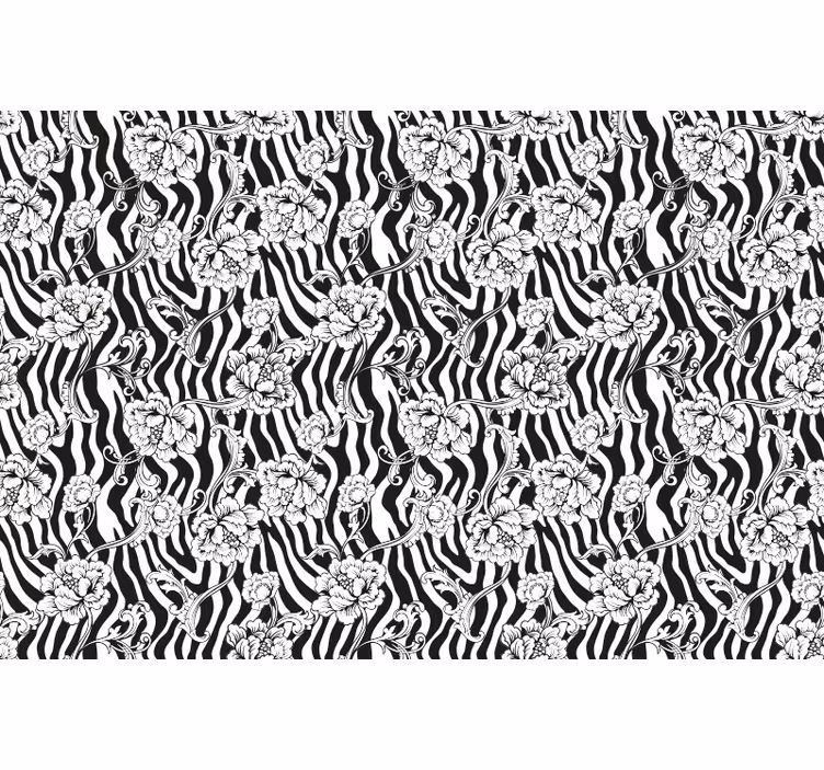 Zebra ja kukat makuuhuoneen rullaverho - Tenstickers