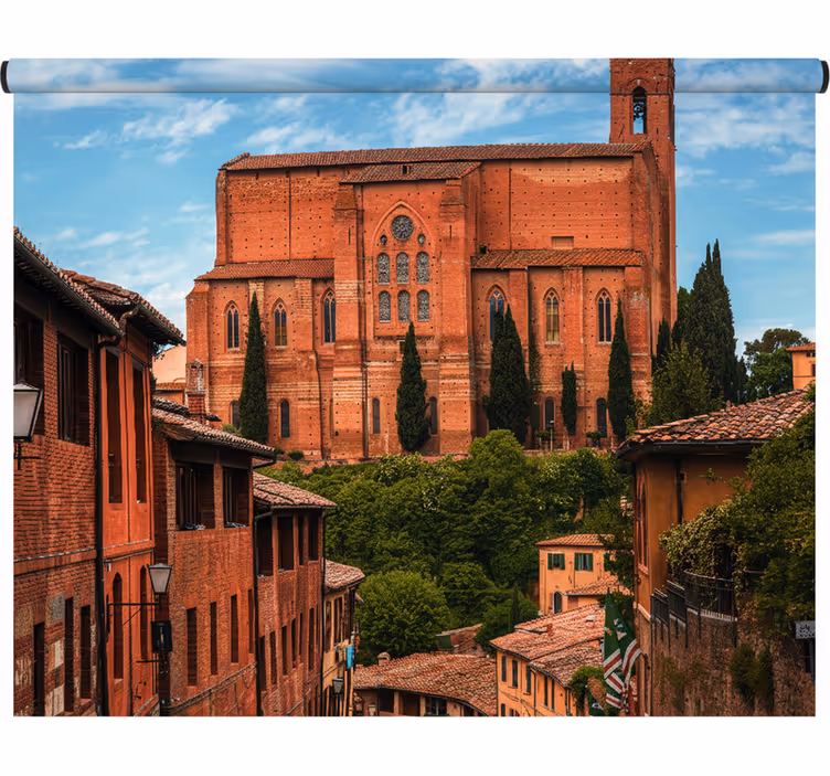 Välimeren rakennukset toscana tyyli makuuhuoneen rullaverho - Tenstickers