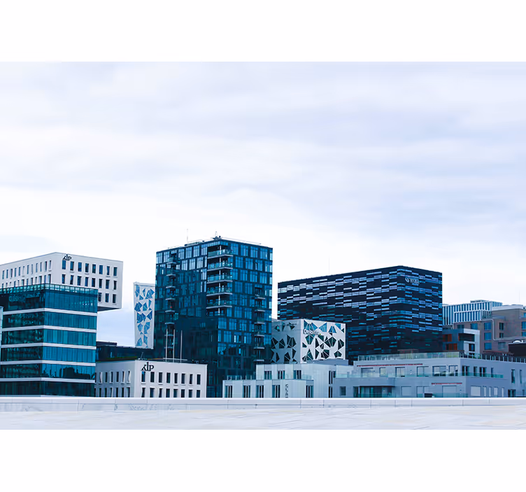Oslo modernit rakennukset makuuhuoneen rullaverho - Tenstickers