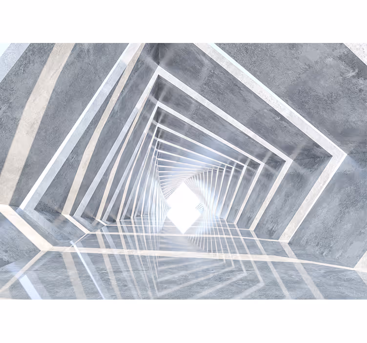 Valkoinen rullaverho 3d geometrinen tunneli - Tenstickers