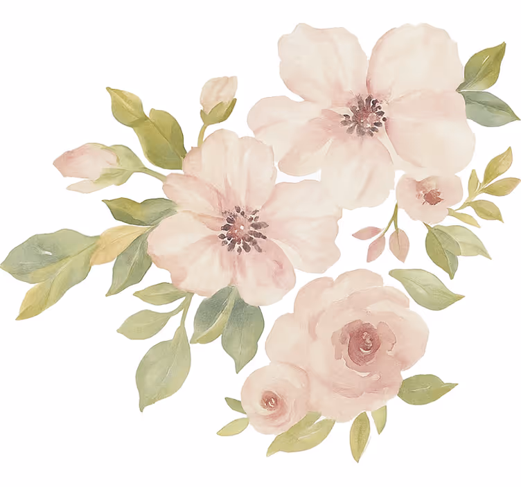 Valkoinen rullaverho vesivärimagnoliasta - Tenstickers