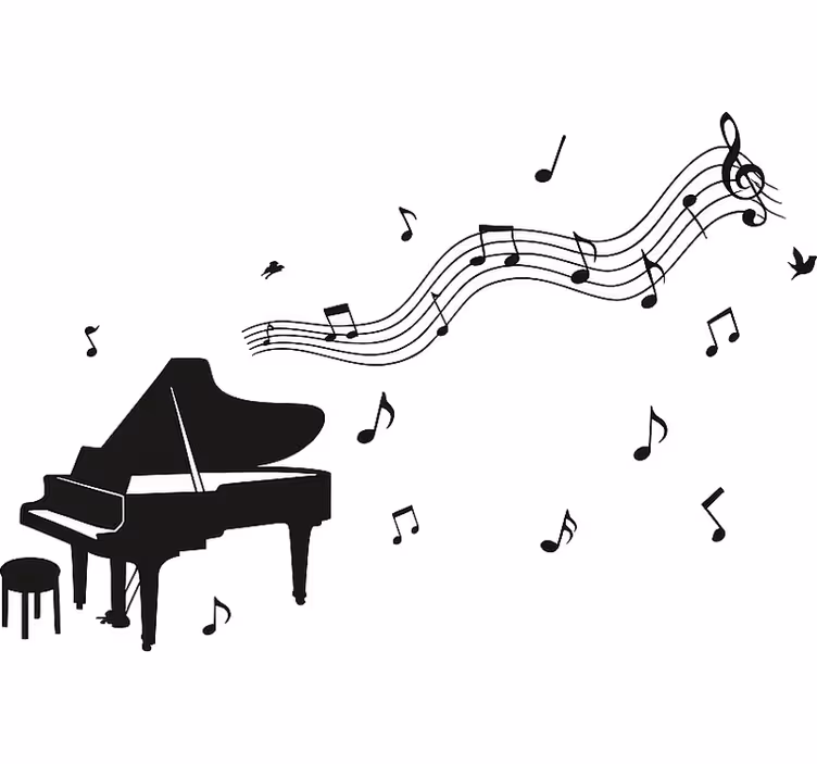Valkoinen rullaverho musiikkinuoteilla - Tenstickers