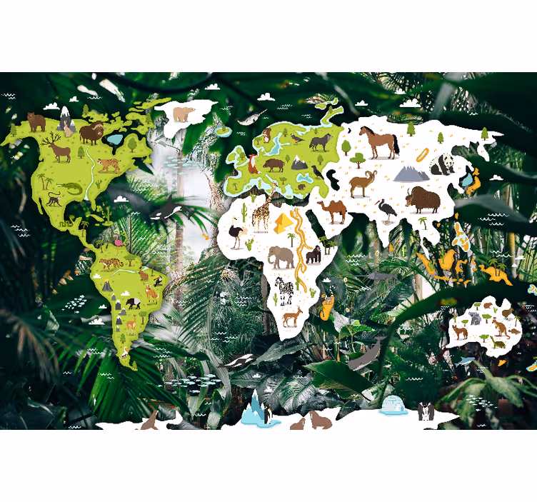 Lapsen rullaverho safari-maailmankartta - Tenstickers