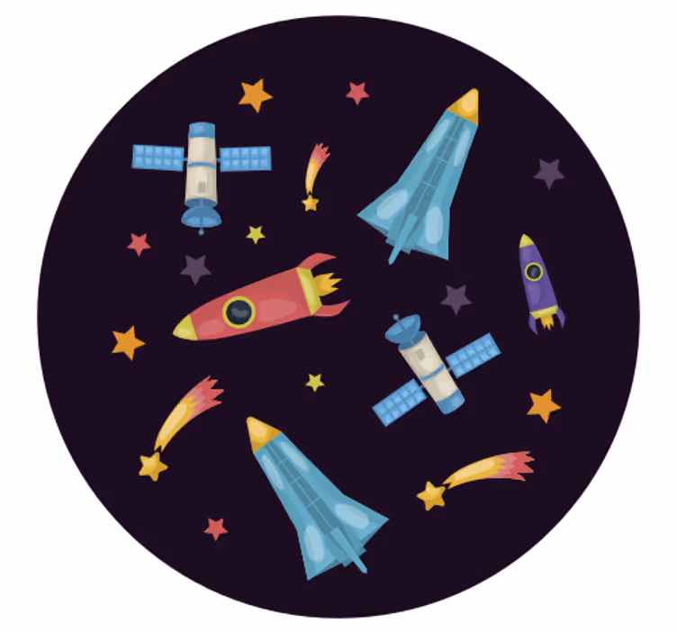 Lapsen rullaverho avaruusraketit ja planeetat - Tenstickers