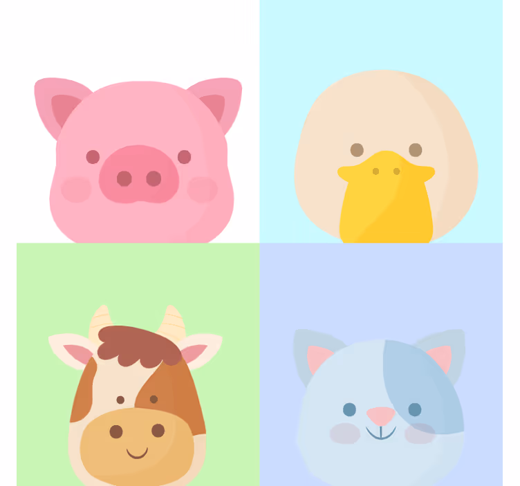 4 suloista maalaistalon eläintä lapsen rullaverho - Tenstickers