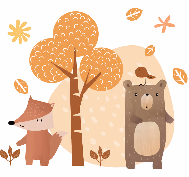 Eläimet ja puu lapsen rullaverho - Tenstickers