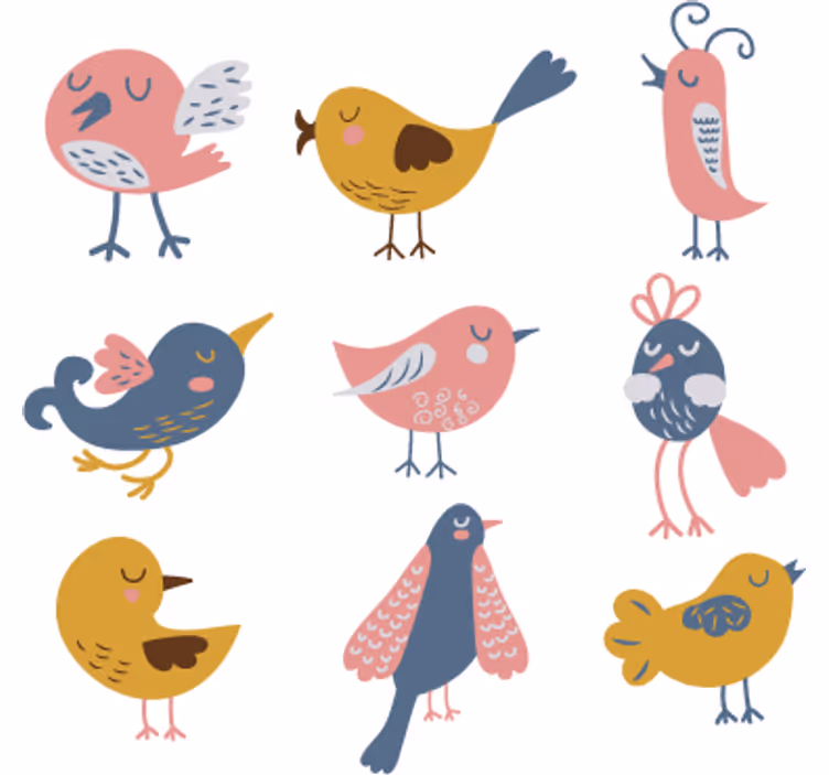 Lapsen rullaverho yhdeksän lintua tarrakuviolla - Tenstickers