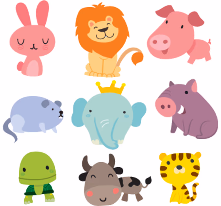 Lapsen rullaverho eläinaiheisilla tarroilla - Tenstickers