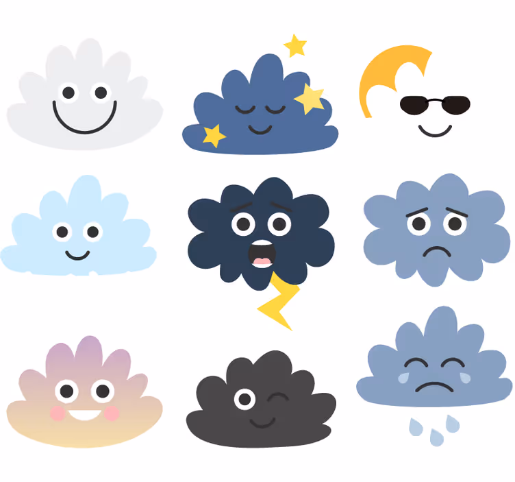 Pilvet kasvot lapsen rullaverho - Tenstickers
