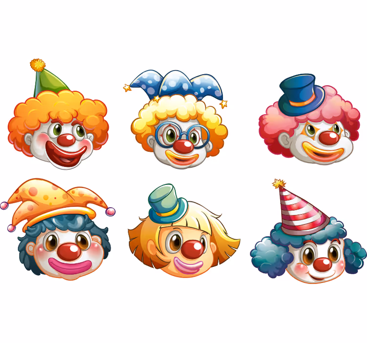Lapsen rullaverho värikkäillä klovnin kasvoilla - Tenstickers