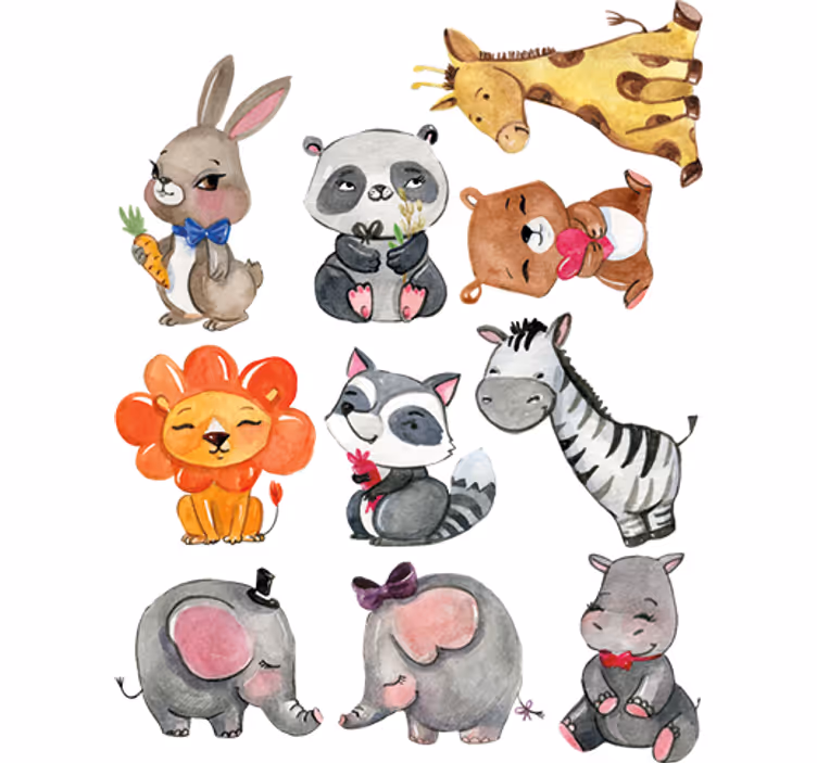 Lapsen rullaverho viidakkoseläinten tarra-arkki - Tenstickers