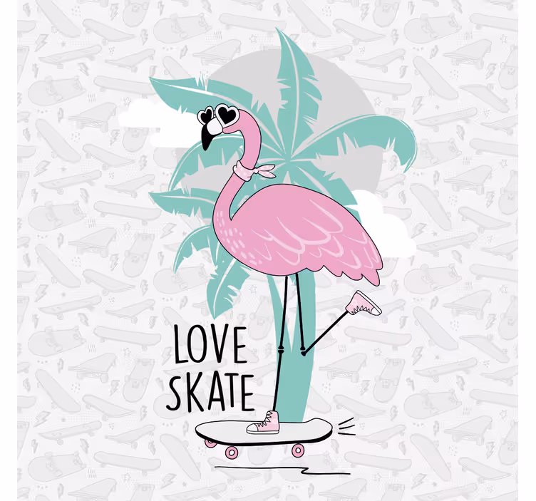 Käsin piirretty flamingo rullaluistimilla - Tenstickers