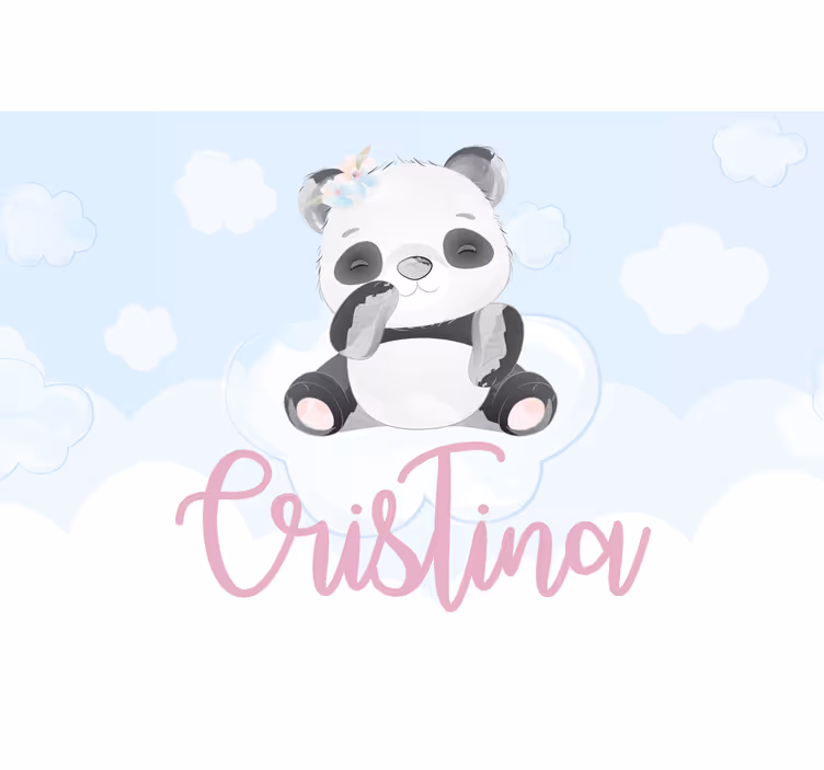 Söpö panda tytölle nimellä lapsen rullaverho - Tenstickers