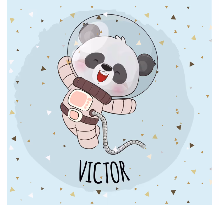 Söpö panda pojalle nimellä lapsen rullaverho - Tenstickers