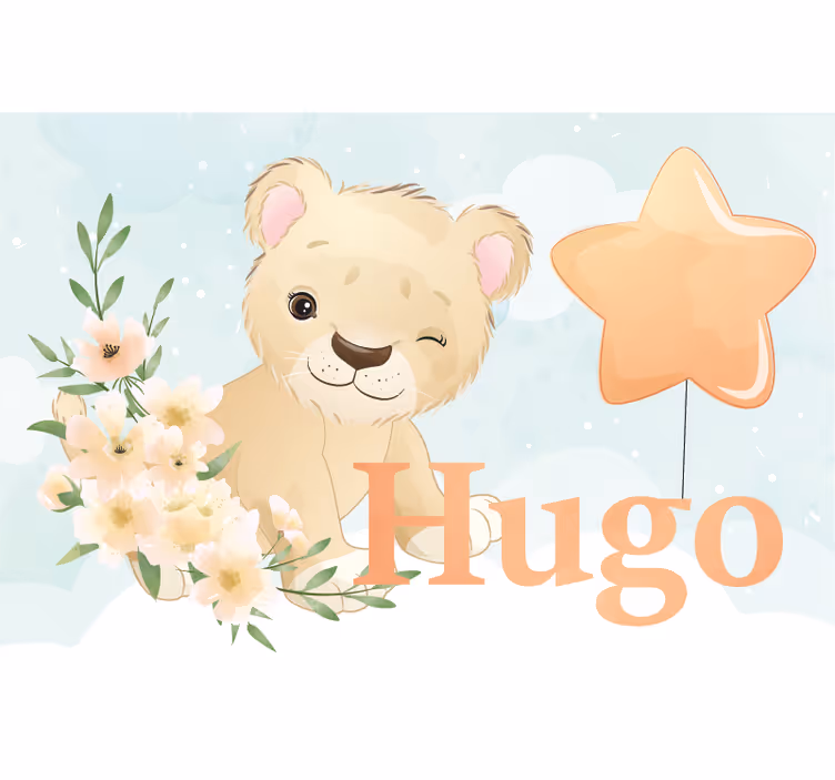 Söpö leijona pojalle nimellä lapsen rullaverho - Tenstickers