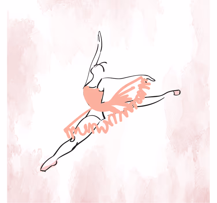 Ballerina tanssiva viivataide lapsen rullaverho - Tenstickers