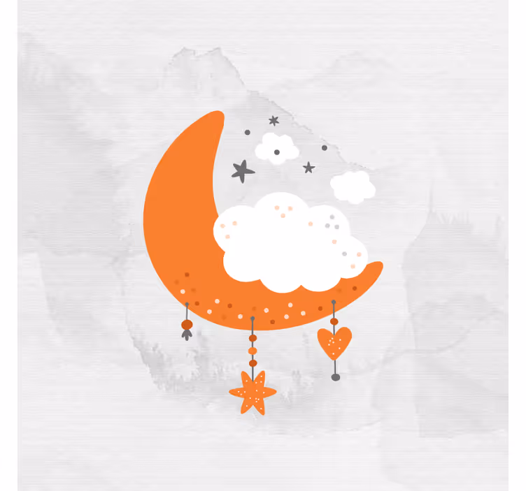 Minimalistinen kuu ja pilvet lapsen rullaverho - Tenstickers