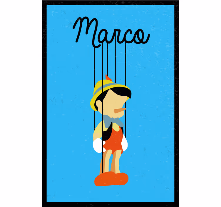 Pinocchio personoitu lapsen rullaverho - Tenstickers