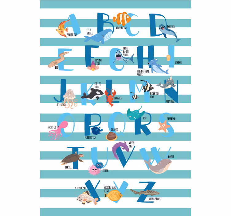 Merialphabetlapsenrullaverho - Tenstickers