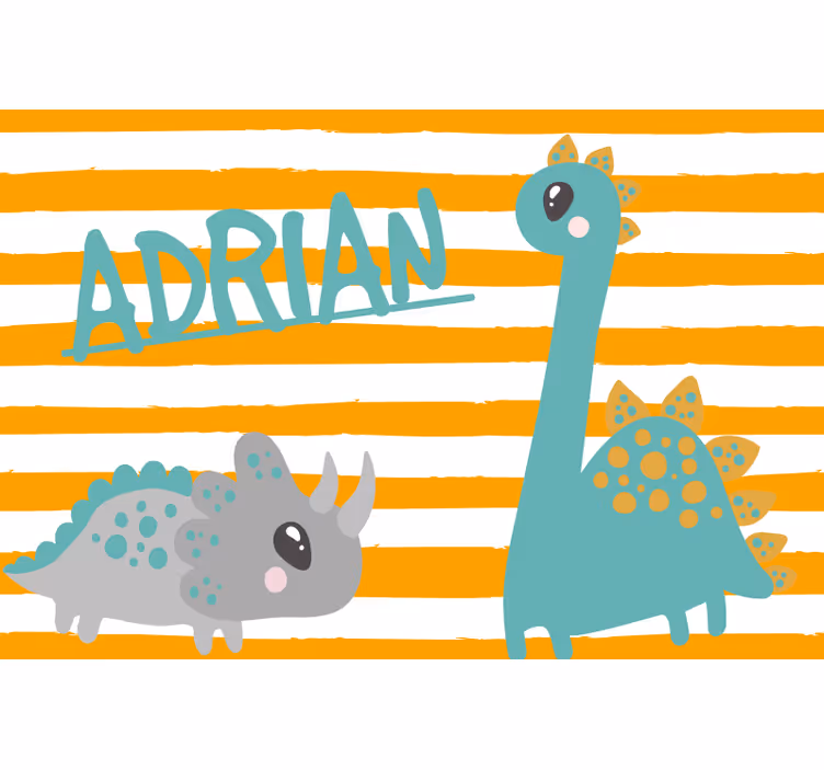 Dinosauruksen sininen ja oranssi lapsen rullaverho - Tenstickers