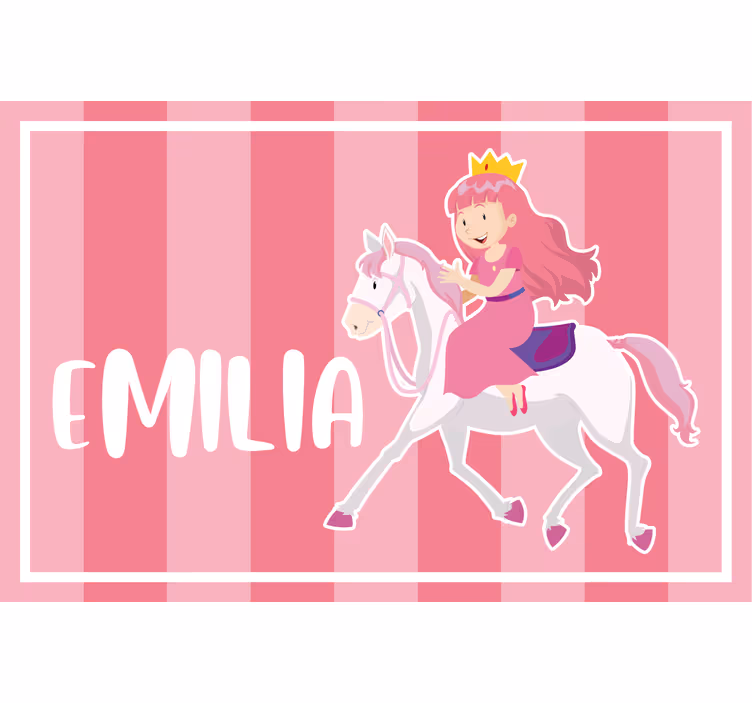 Vaaleanpunainen prinsessa valkoisella hevosella rullaverho - Tenstickers