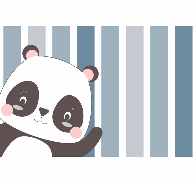 Panda-iloinen raitatausta lapsen rullaverho - Tenstickers