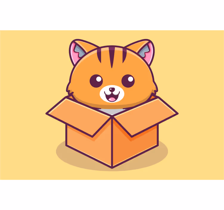 Kissa laatikossa lapsen rullaverho - Tenstickers