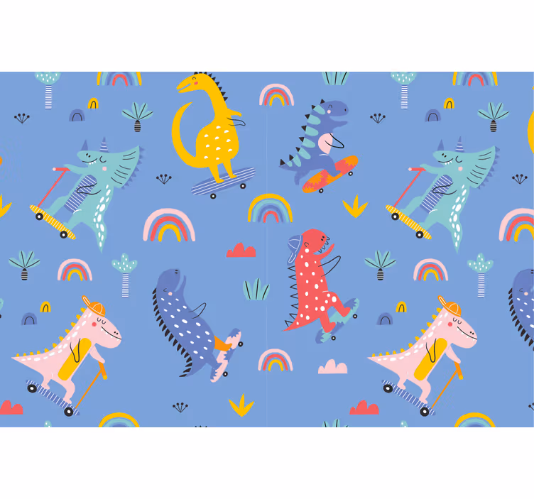 Suloiset rullalautailudinosaurukset lapsen rullaverho - Tenstickers
