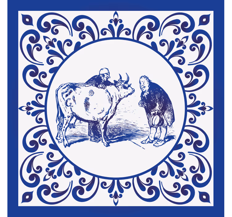 Miehet ja lehmä rullaverho keittiöön - Tenstickers