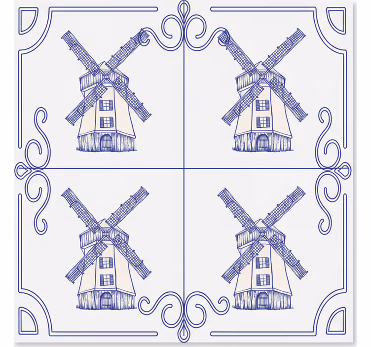 Neljä myllyä design rullaverho keittiöön - Tenstickers