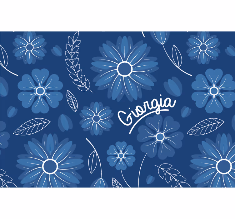 Sininen rullaverho kukkakuvio elegantti muotoilu - Tenstickers