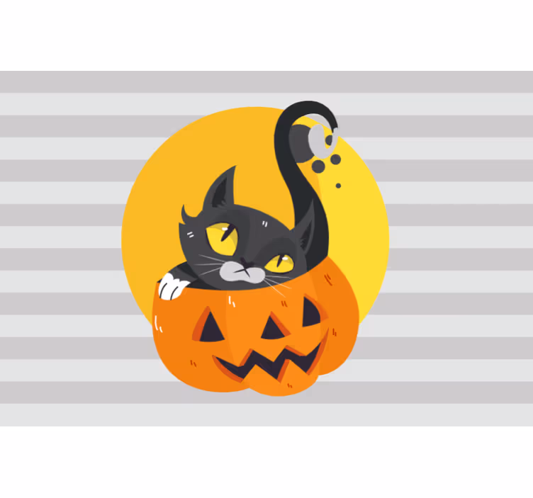 Kurpitsat ja musta kissa harmaa rullaverho - Tenstickers