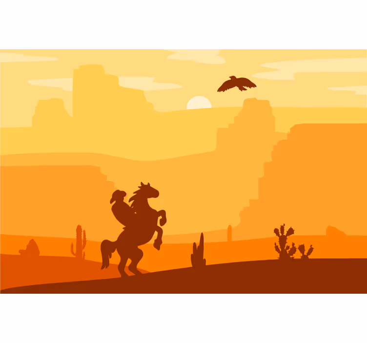 Oranssi rullaverho cowboymaisemalla - Tenstickers